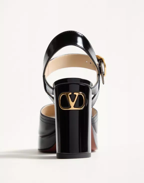 Valentino Fawcette Platform Sandal In Polished Calfskin 100Mm - Image 3